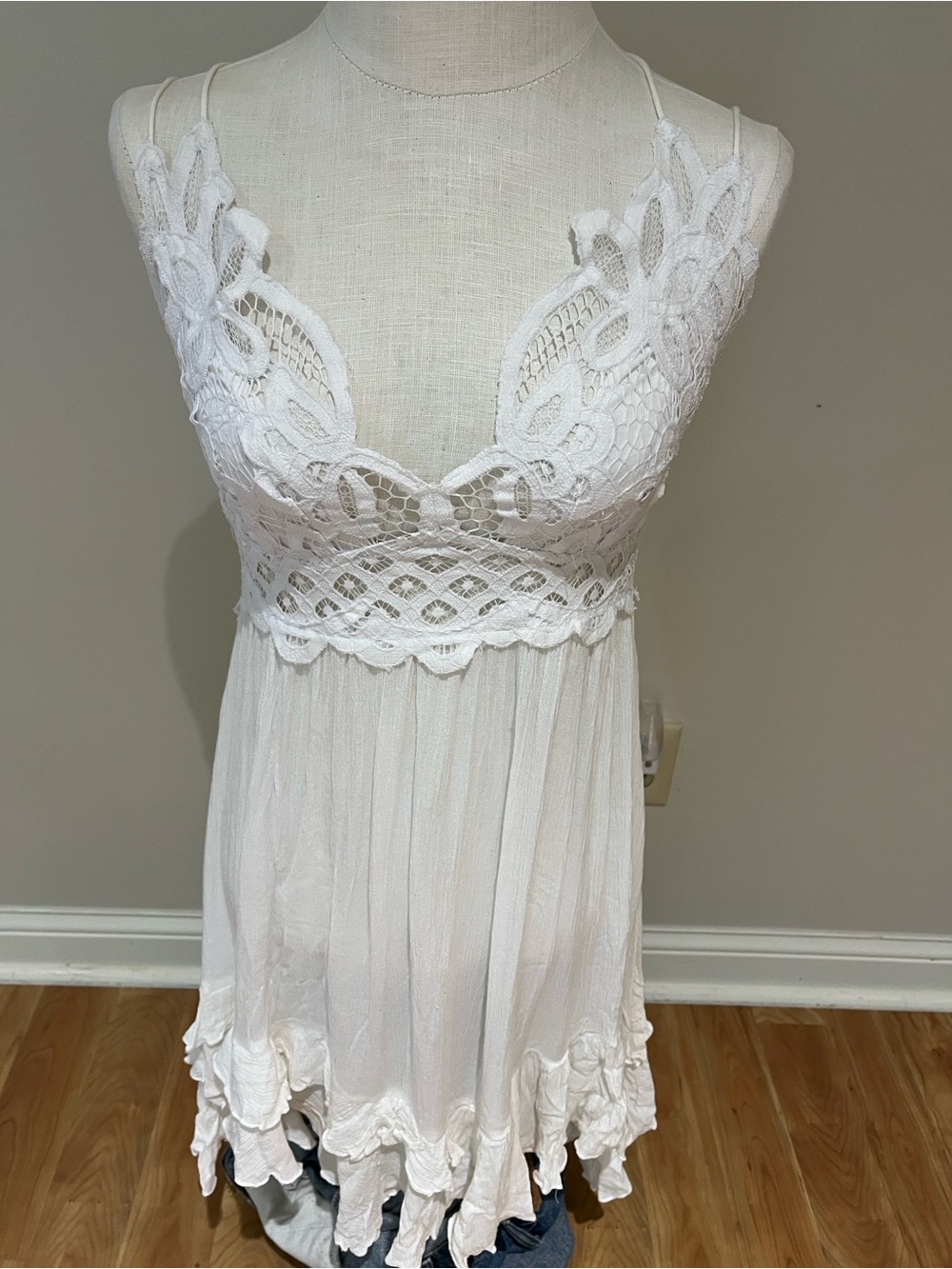 Free People White Lace Mini Dress or coverup - Picture 2 of 13